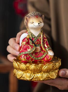 2026新年礼物可爱刺猬桌面摆件治愈系白家车载内饰装饰品堂口供奉
