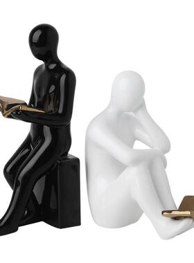 创意书档人物摆件现代简约玄关客厅酒柜电视柜办公室轻奢装饰品