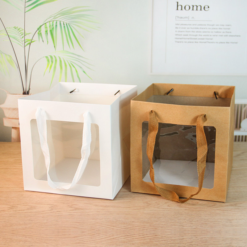 网红笑脸方袋多肉花艺手提纸袋正方形礼品袋植树节礼物包装袋小号,淘宝优惠券,粉丝福利购,淘宝优惠卷