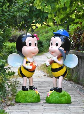 户外花园庭院卡通动物蜜蜂玻璃钢雕塑园林景观幼儿园装饰落地摆件
