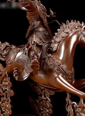 格萨尔王铜像室内家用铜做旧雕花家用手工现代用品摆件