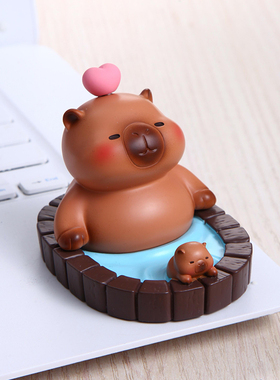 泡澡豚豚卡皮巴拉手机支架情绪稳定神器桌面摆件办公室工位装饰品