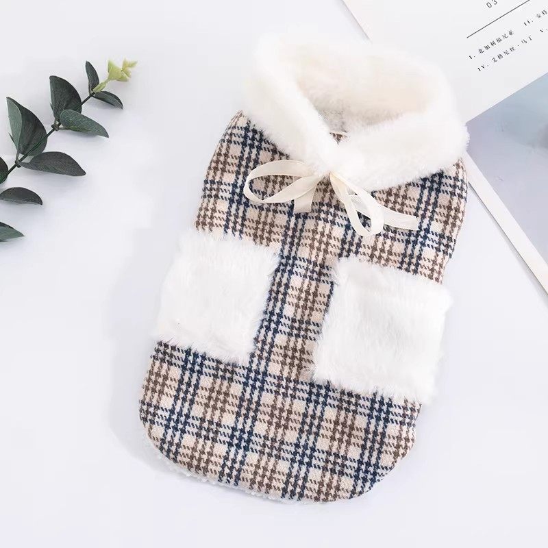 狗狗衣服秋冬款新款格子毛领马甲泰迪比熊小型犬保暖猫咪宠物服装,淘宝优惠券,粉丝福利购,淘宝优惠卷