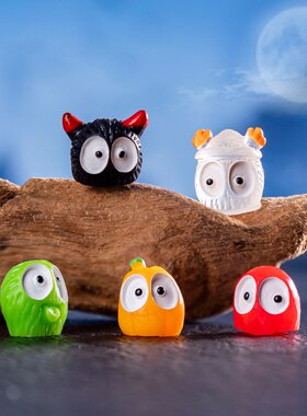 万圣节小黑煤球微景观苔藓多肉造景夜光灰尘精灵迷你小摆件装饰