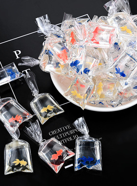 迷你仿真塑料袋装鱼透明树脂diy