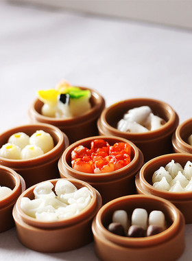 迷你仿真蒸饺小笼包摆件微缩食玩