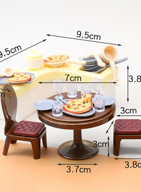 迷你厨房橱柜仿真餐桌椅子餐具