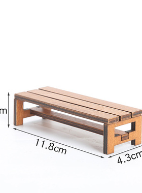 迷你木质格子屏风桌椅小摆件长条桌子娃娃屋装饰小家具复古怀旧