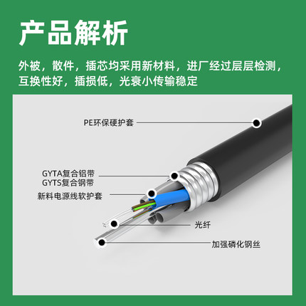 光缆光纤线电信级室外国标光缆4芯8芯12芯GYTA光纤线24芯48芯96芯144芯光缆GYTS单模单芯带状光缆线 - 图2