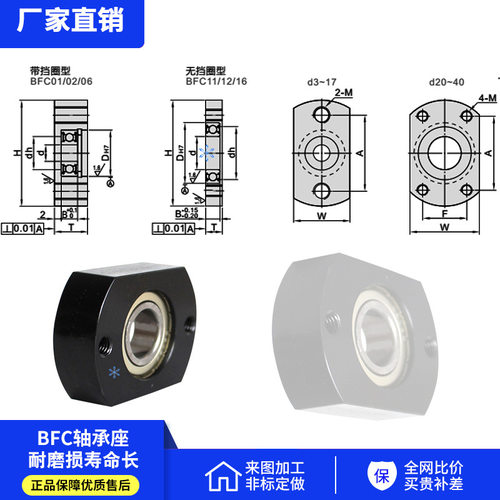 带座轴承座BFC11-6200 6900 6001 6201 6902 6002 6202 6903 6003 - 图0