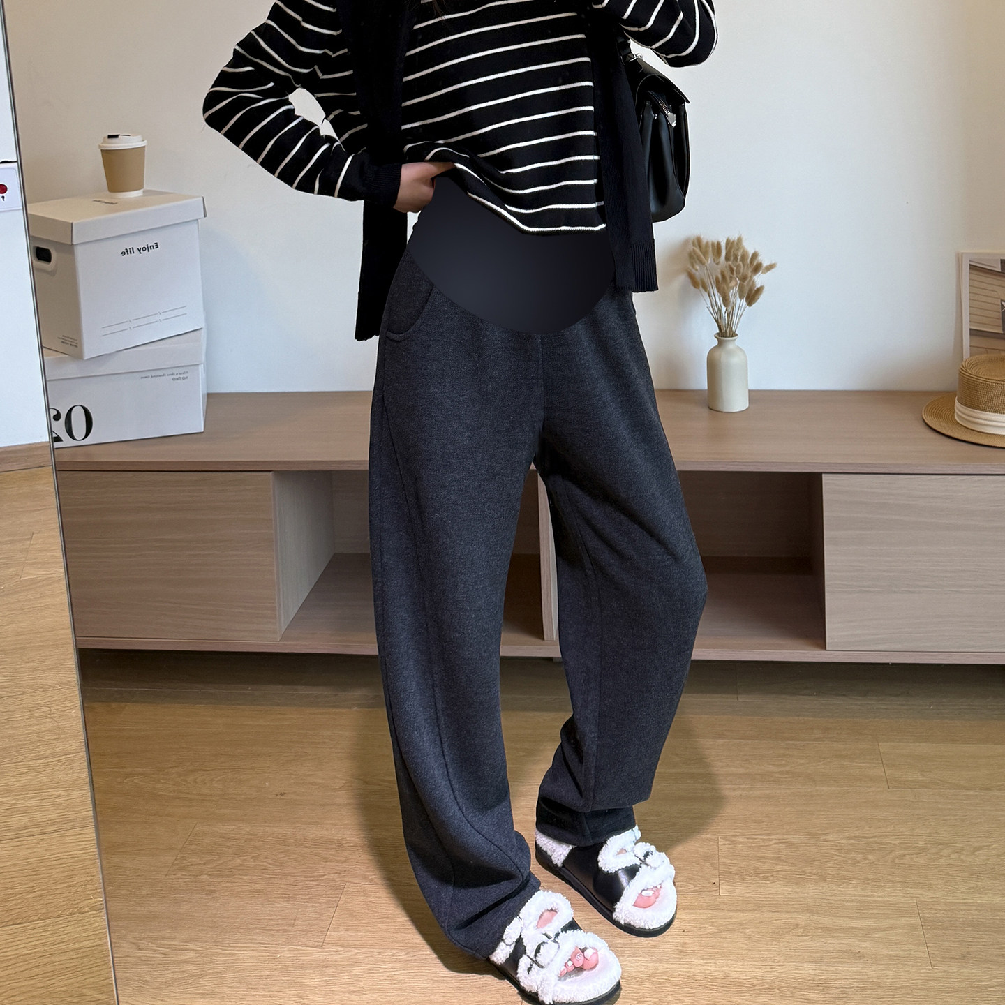 大码孕妇阔腿裤春秋新品托腹弯腿裤宽松拖地运动裤休闲垂感长裤子,淘宝优惠券,粉丝福利购,淘宝优惠卷