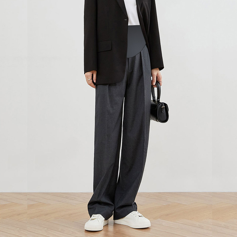 高个子孕妇裤春秋款高个子灰色直筒托腹西装裤加长垂感休闲阔腿裤,淘宝优惠券,粉丝福利购,淘宝优惠卷