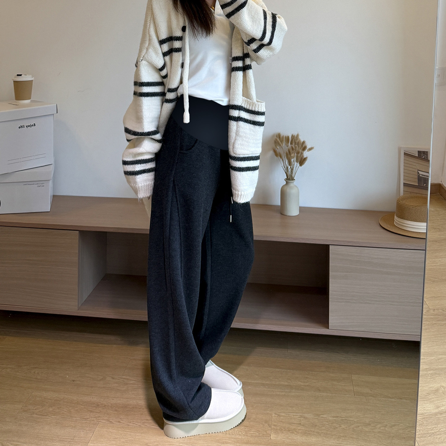 大码孕妇阔腿裤春秋新品托腹弯腿裤宽松拖地运动裤休闲垂感长裤子,淘宝优惠券,粉丝福利购,淘宝优惠卷