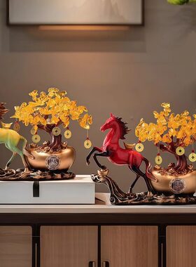 马年新中式摇钱树金元宝摆件礼物