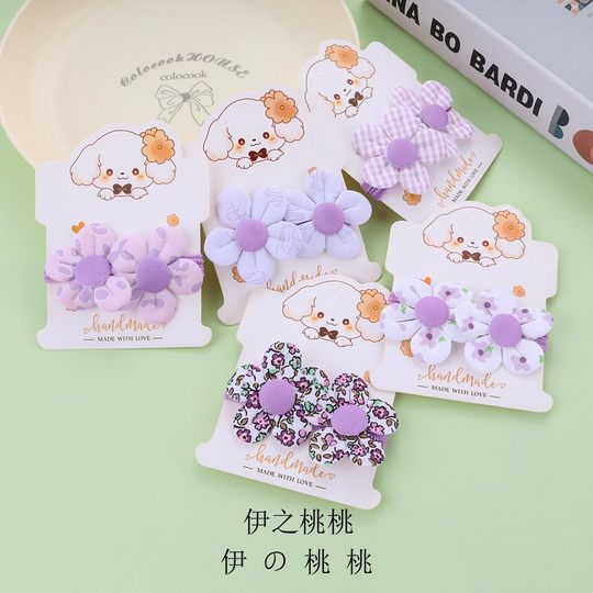 Spring flower hairband for little girls with high ponytail