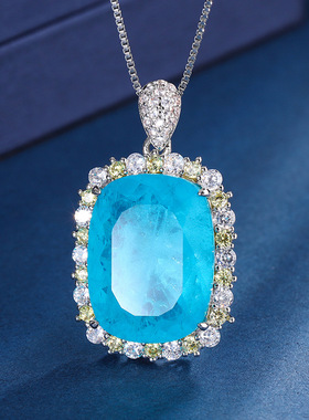 珠宝S925银镀18K金新装帕拉伊巴色肥长方轻奢质感女套装15*20饰品