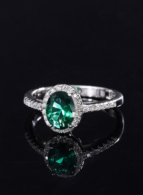 秋冬新款高档珠宝人工培育宝石镀18K金彩宝款简约风戒指主石6*8