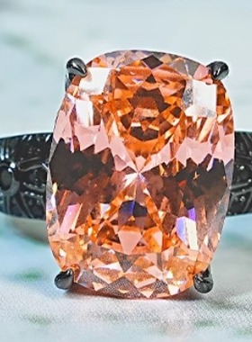 新款高档珠宝新款S925银镀18K金镶嵌鸟巢切工彩宝质感戒指女12*16