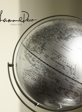 银色英文地球仪摆件现代轻奢