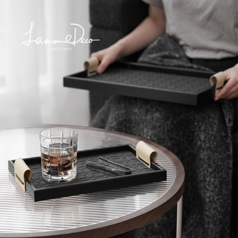 LamomeDeco香薰托盘轻奢高档茶几皮质首饰置物收纳托盘摆件实木,淘宝优惠券,粉丝福利购,淘宝优惠卷
