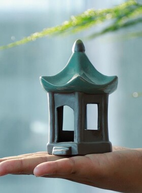 新品六角亭凉亭宝塔摆件中式盘景微景观假山鱼缸造景花盆装饰配件