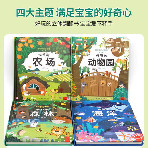 儿童3d立体翻翻书藏起来的小秘密1-3岁幼儿园小班中班大班情景体验绘本 神秘的农场海洋森林动物园自主阅读故事书益智书 - 图0