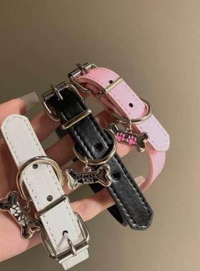 牵引绳女朋友铃铛项圈女颈带链子男锁骨链颈环项链脖颈链脖圈皮质