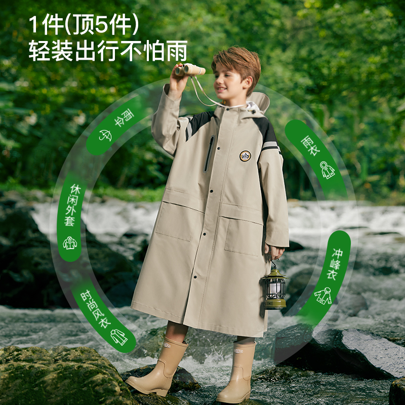 儿童雨衣中小学生全身防暴雨男童女孩带大书包位上学专用防水雨披 - 图3