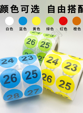 彩色数字贴纸编号序号取号标签