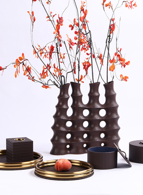 首饰盒样板间花器皮革简约现代