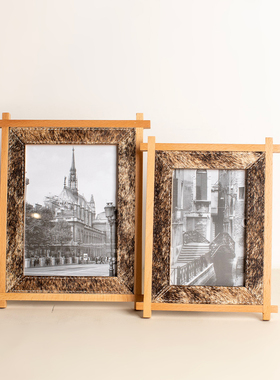 现代简约木质皮革置物盒首饰盒实木纸巾盒托盘样板间软装饰品