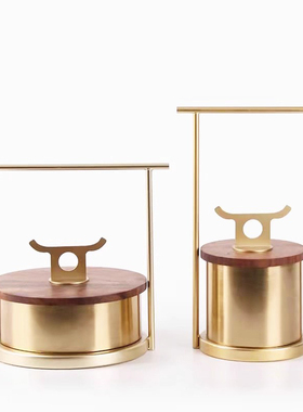 中式桌面花提盒摆件金属工艺