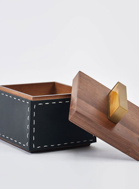 现代侘寂风几何木质首饰盒纸巾盒酒店民宿样板间台面桌面装饰摆设