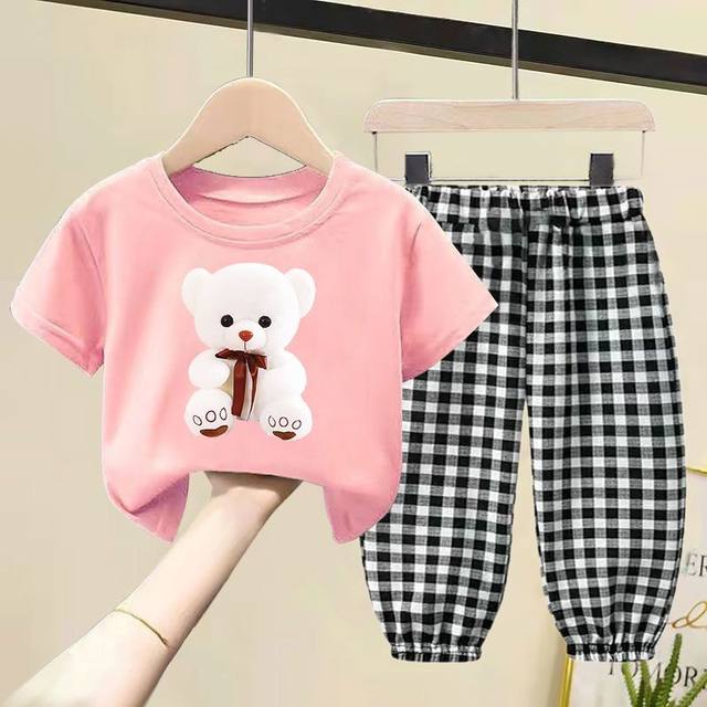 Children's summer suit pure cotton short-sleeved T-shirt mosquito-proof trousers baby summer clothes girls summer two-piece set Children's summer suit pure cotton short-sleeved T-shirt mosquito-proof trousers baby summer clothes girls summer two-piece set