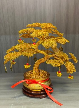 小号发财树35厘米高工艺品摇钱树中式桌面手工艺