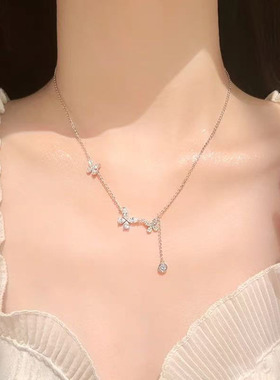 福蝶项链纯银999项链女款锁骨链足银轻奢高级感520礼物送女朋友