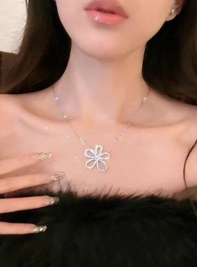 太阳花项链纯银999女花朵造型简约款锁骨链生日礼物送闺蜜女友