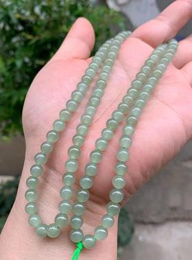 天然和田玉手链手串女渐变玉石圆珠单圈6mm款晴水清新冰种礼物绿