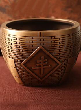 摆件纯铜招财家居铜缸乔迁礼品五谷丰登客厅斗开业装饰品聚宝盆升