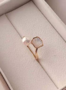 女项链珍珠贝壳新款小众链纯银一锁骨轻奢礼物贝子年贝母淡水设计