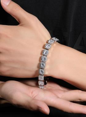 手链欧美嘻哈古巴小众手镶锆石同款满钻轻奢潮流男纯银饰女戒指铜