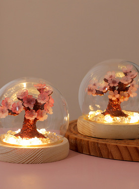 桃花树小夜灯手工桌面氛围灯