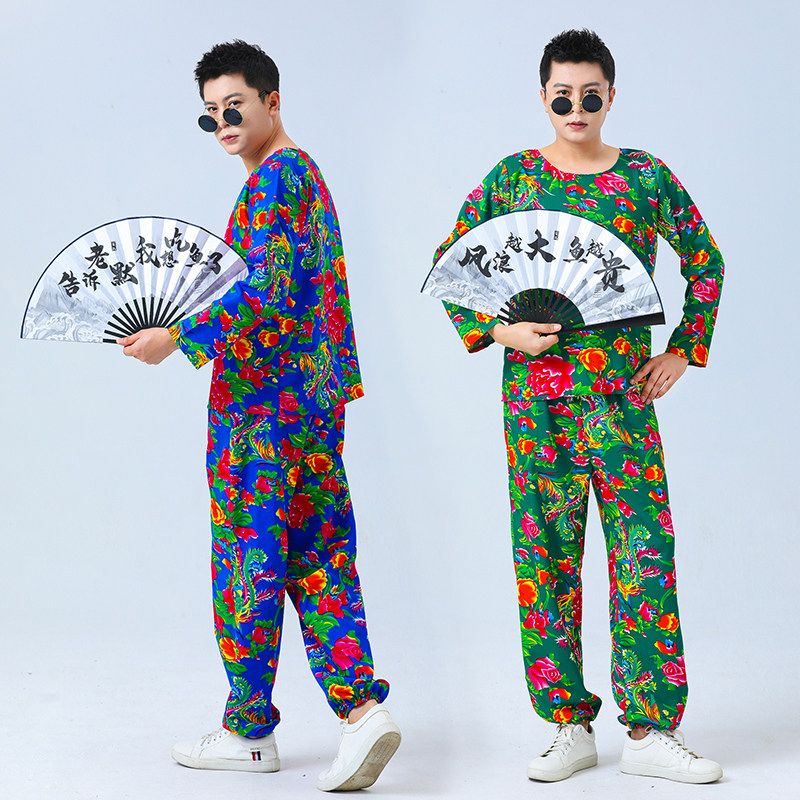 东北大花布衣服男女晨袍聚会网红伴娘闺蜜运动年会表演出搞笑套装,淘宝优惠券,粉丝福利购,淘宝优惠卷