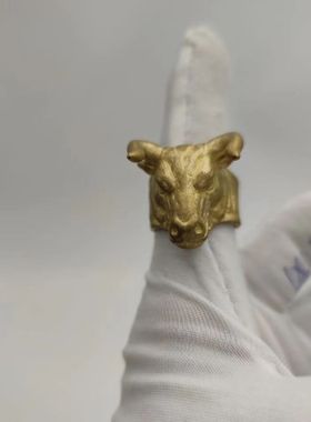 黄铜个性霸气牛头戒指