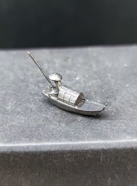 小船铜船微景观造景小舟沙盘假山石装饰山水石盆景小摆件钓鱼老翁