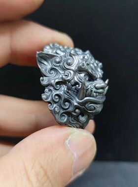 男女黄铜麒麟般若面具瑞兽