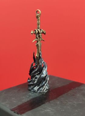 黄铜魔兽世界周边霜之哀伤巫妖王剑之怒个性模型桌面摆件剑可拔出