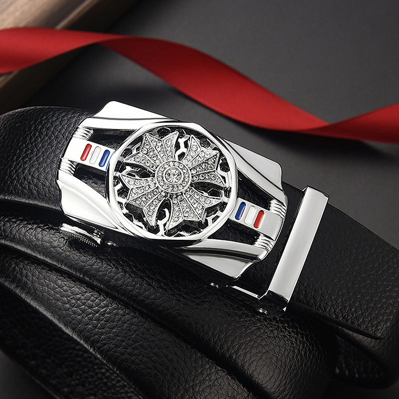 时来运转新款男士腰带转运自动扣皮带时尚潮流中青年牛仔裤男真皮