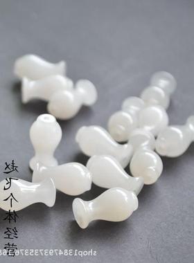 绿东陵玉 新疆白玉花瓶18*9.5mm花瓶 平安瓶 耳坠 配珠