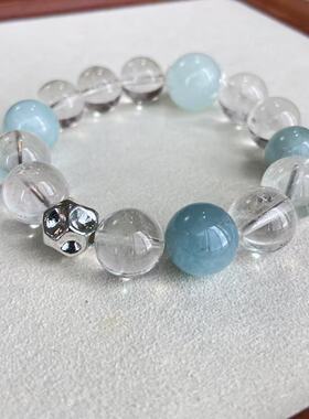 【达西的晨雾】天然海蓝宝白水晶